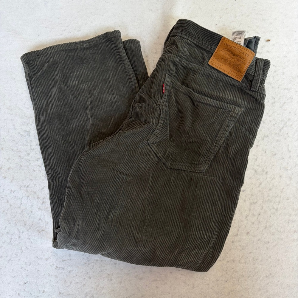 Levi's Corduroy Pants Mens W36 L32 Gray Lot 568 Loose Straight Fit Cord